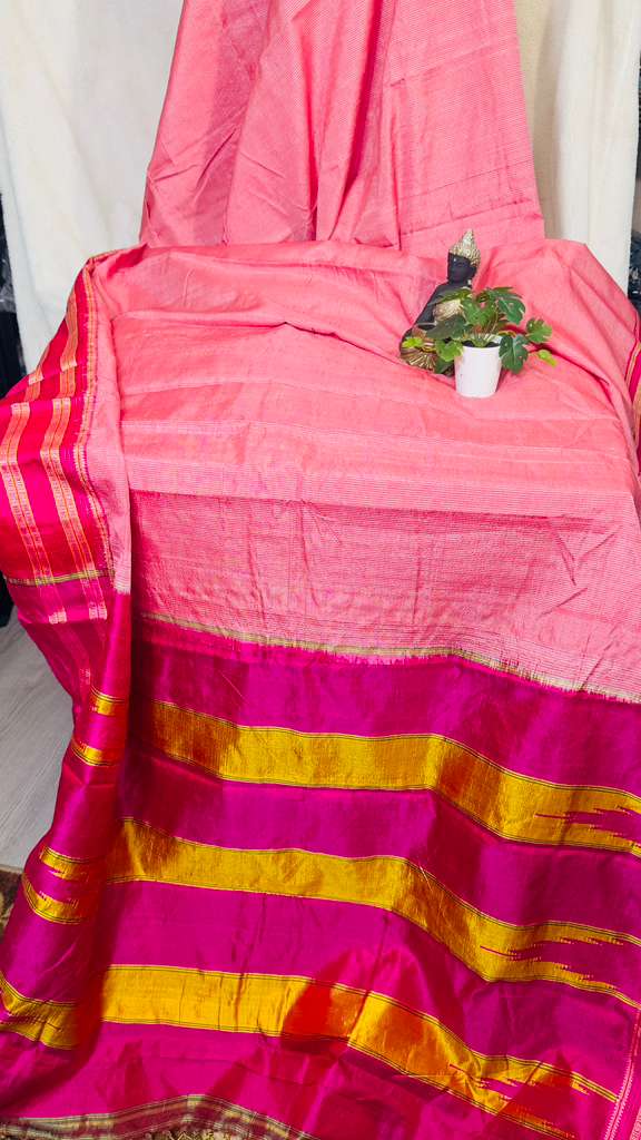 Baby pink pure SICO Ilkal Handloom Saree
