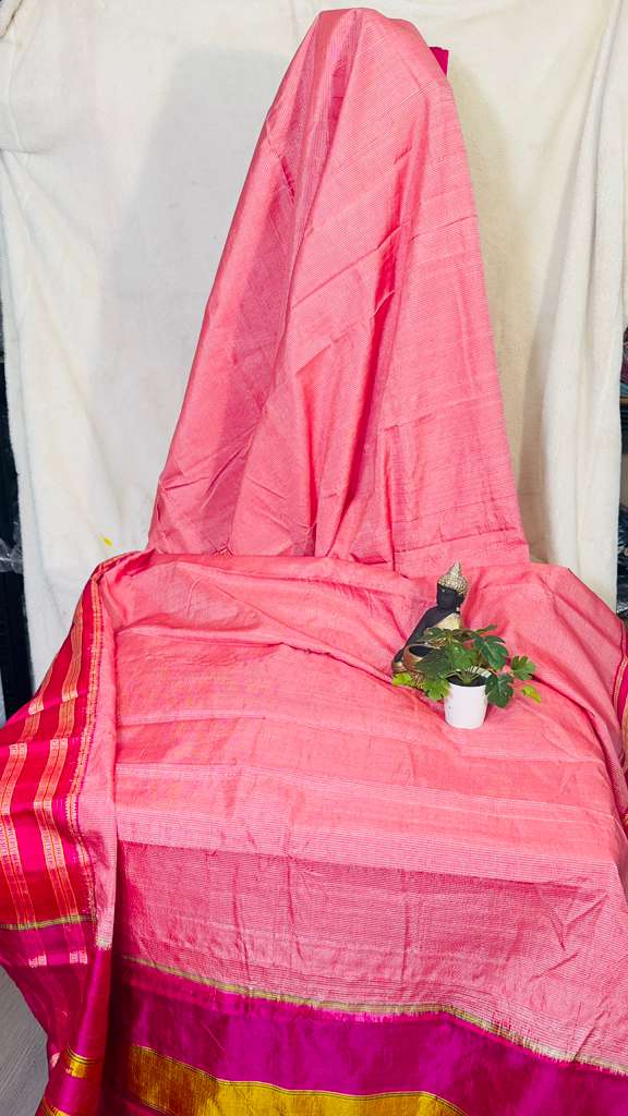 Baby pink pure SICO Ilkal Handloom Saree