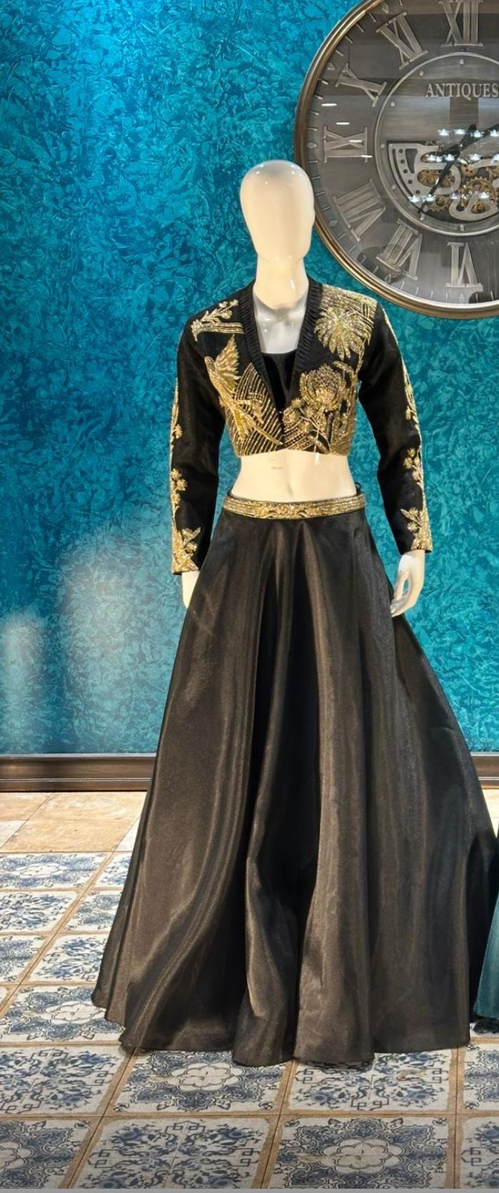 Black designer Lehenga highlighted with all handwork Zardosi, Cutdana