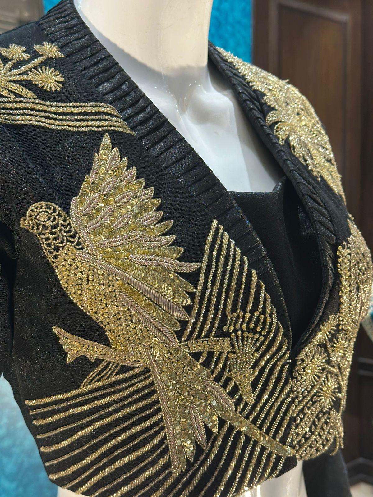 Black designer Lehenga highlighted with all handwork Zardosi, Cutdana