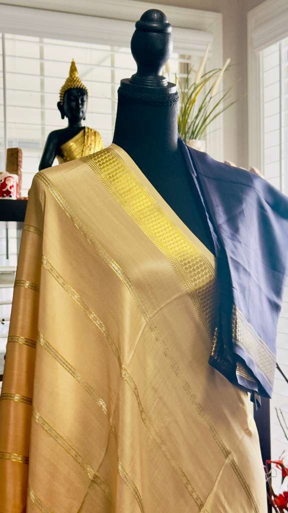 Coffee Mocha 2D Ombré with Jet Black Pallu Pure Mysore Silk Handloom Saree