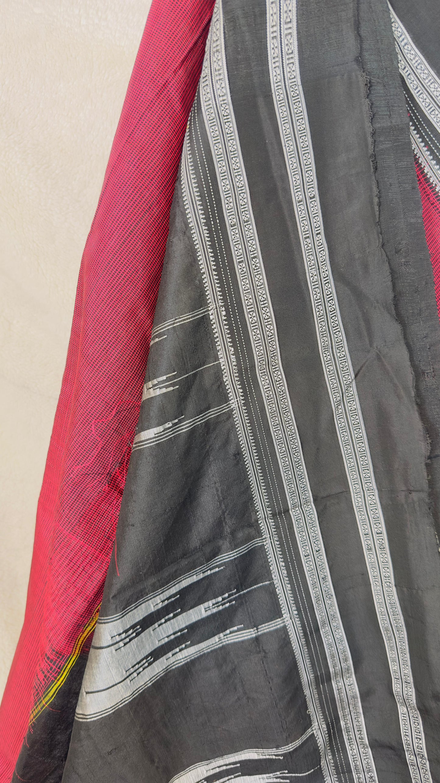 ILKAL Maroon Checkered SICO ( Cotton*Silk ) handloom saree with Chikapars Border