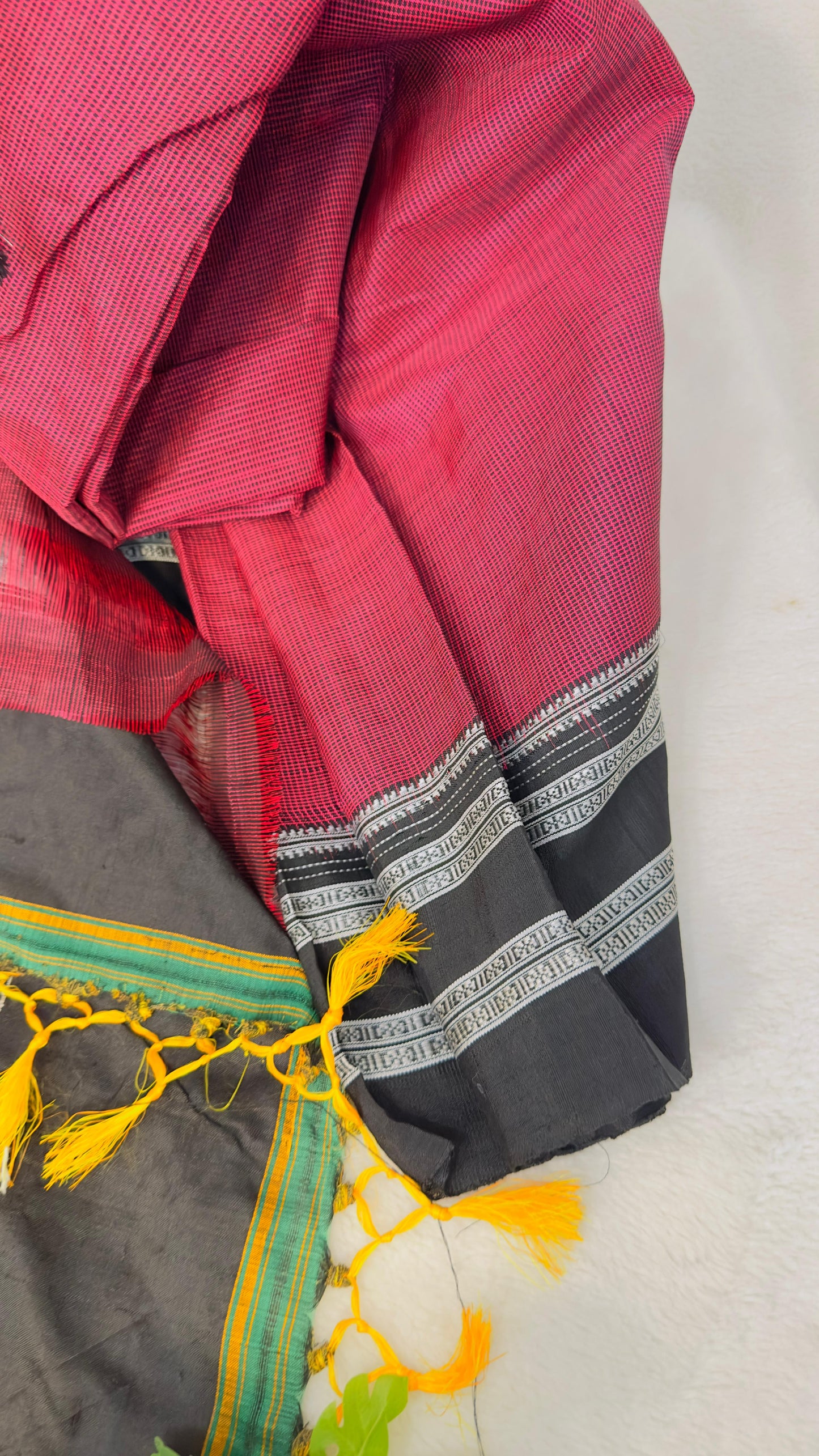 ILKAL Maroon Checkered SICO ( Cotton*Silk ) handloom saree with Chikapars Border