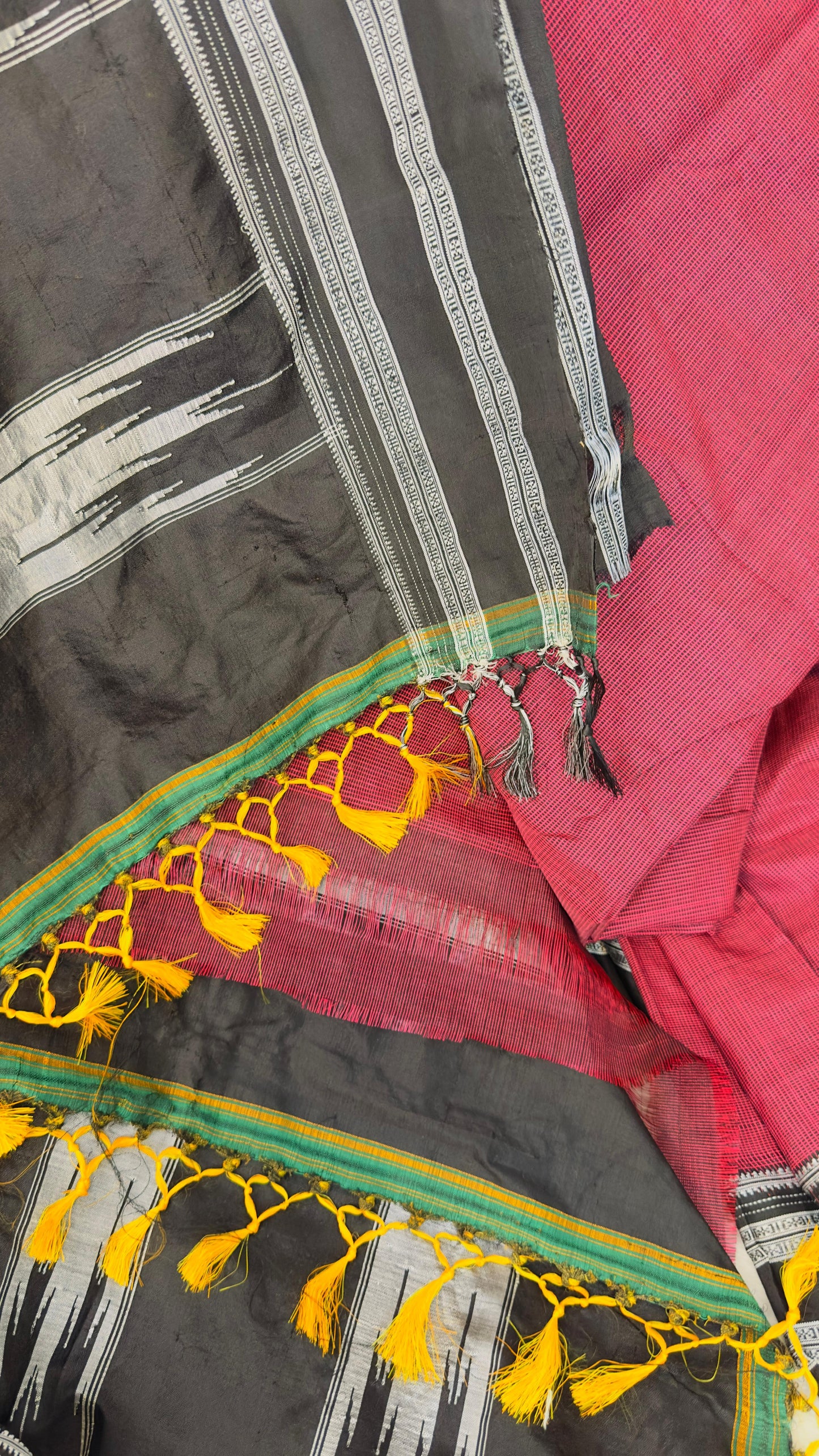 ILKAL Maroon Checkered SICO ( Cotton*Silk ) handloom saree with Chikapars Border