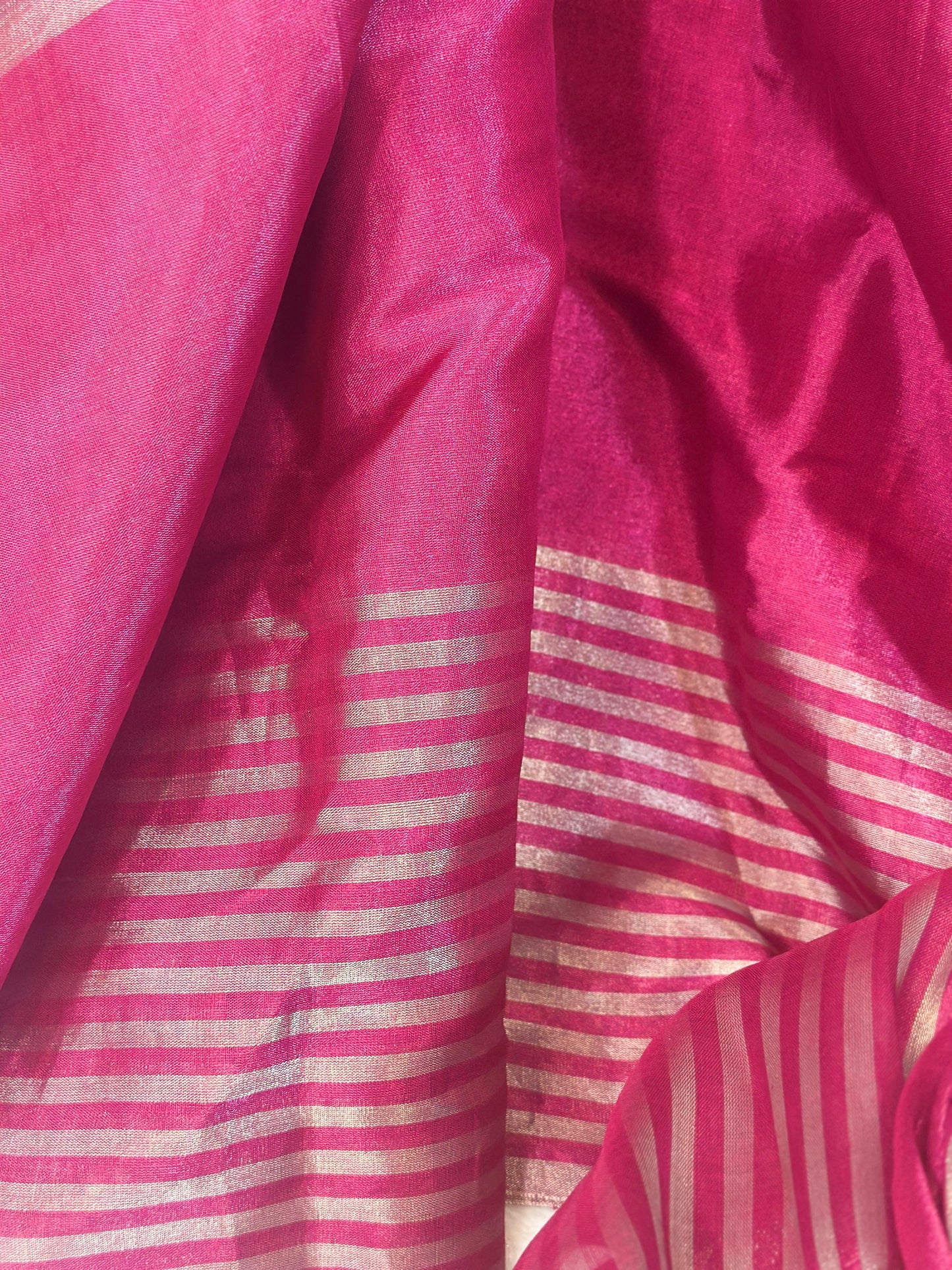 Magenta Pink pure Chanderi Pattu silk handloom Saree