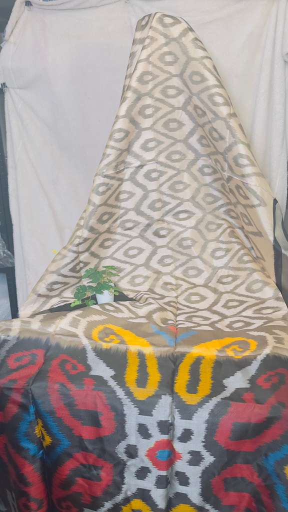 Beige & black pure silk Pochampalli ikkat Handloom Saree