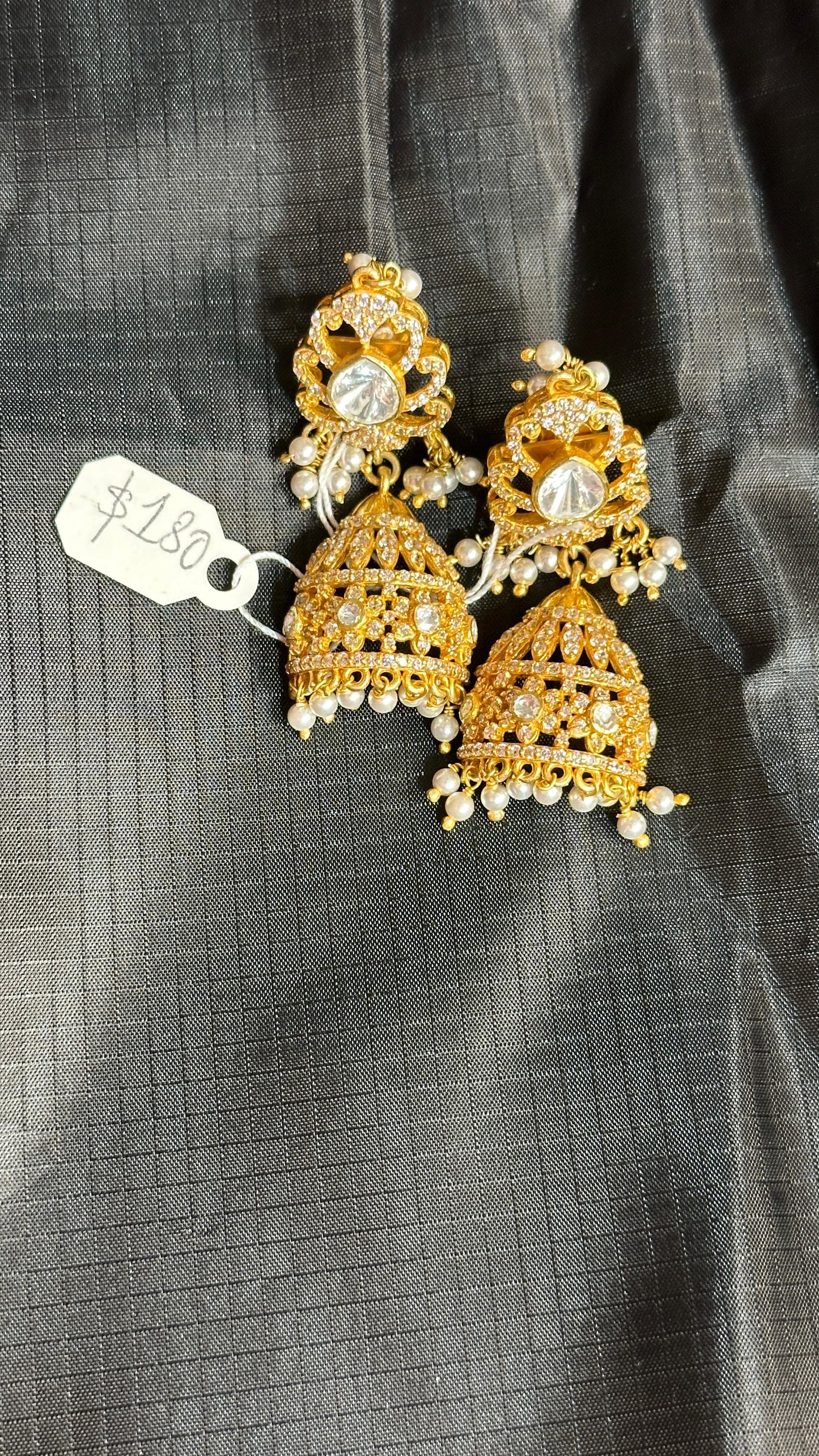 Pure 92.5 Silver Moisonite Earrings embellished with fresh water pearls and CZ