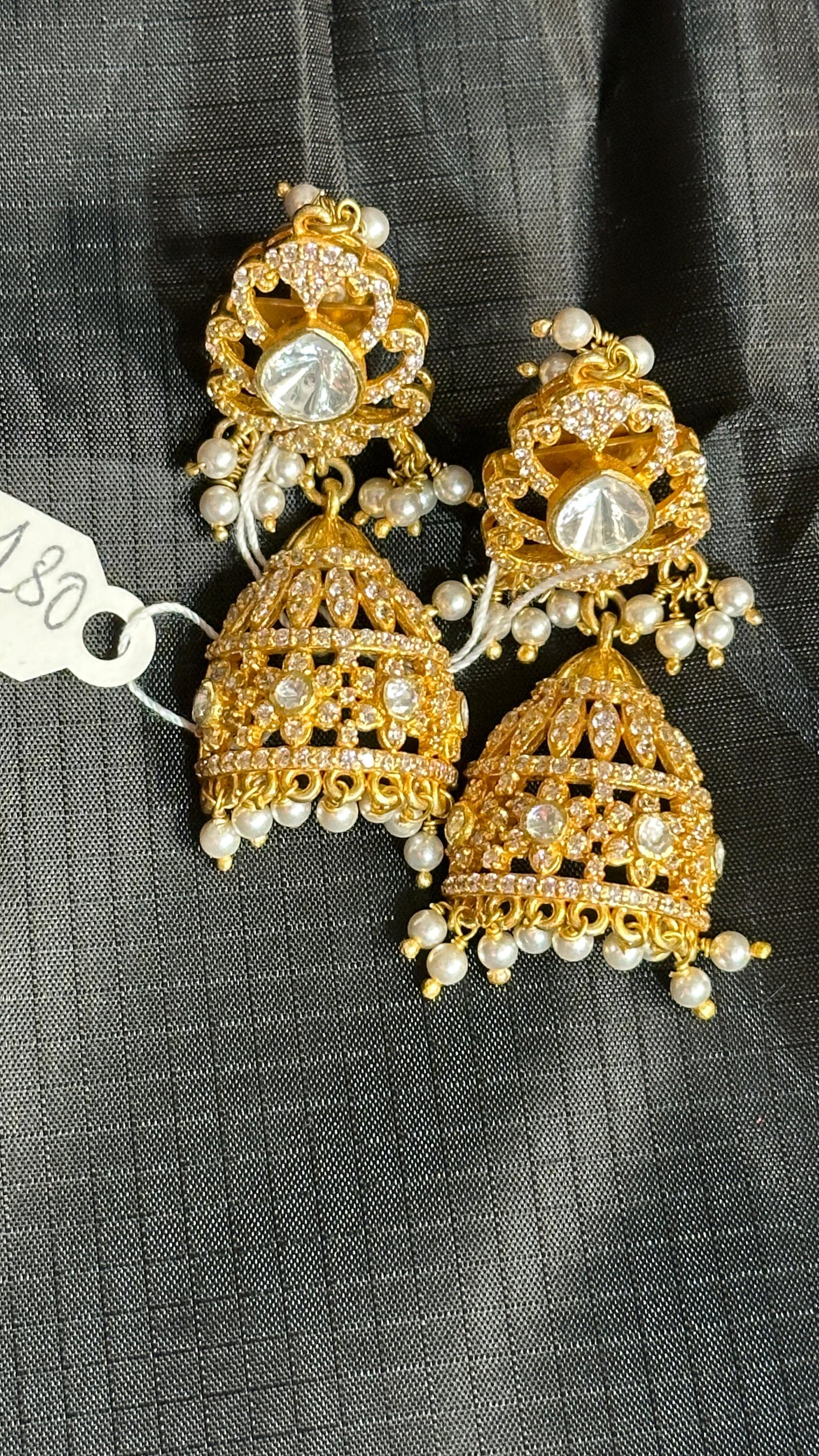 Pure 92.5 Silver Moisonite Earrings embellished with fresh water pearls and CZ