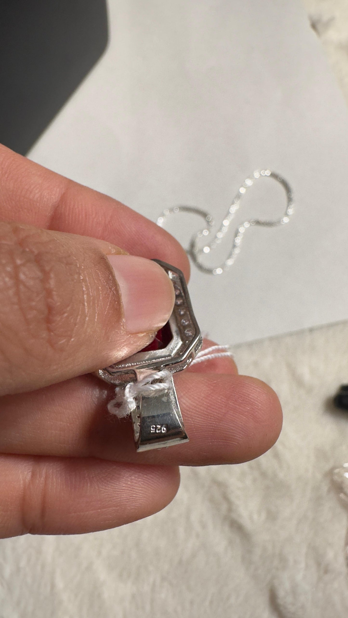 Pure 92.5 Silver Ruby pendant highlighted with CZ