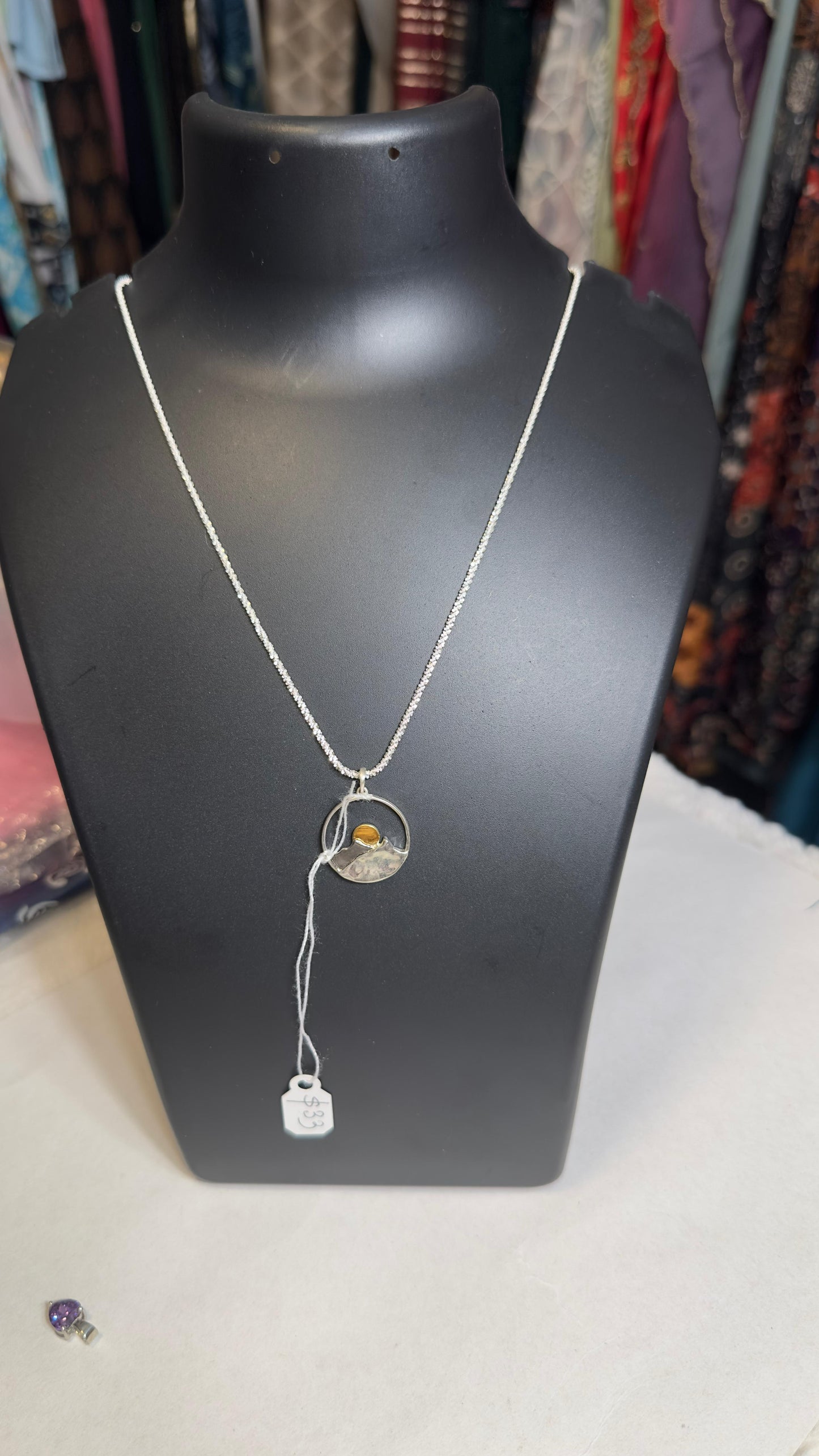 Pure 92.5 Silver dual tone Mountain Pendant highlighted with Sun