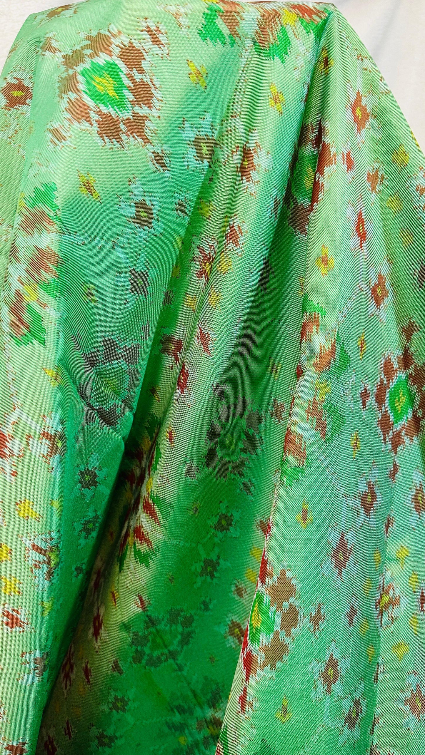 Pista green pure Mulberry silk semi double Patan Patola Handloom Saree