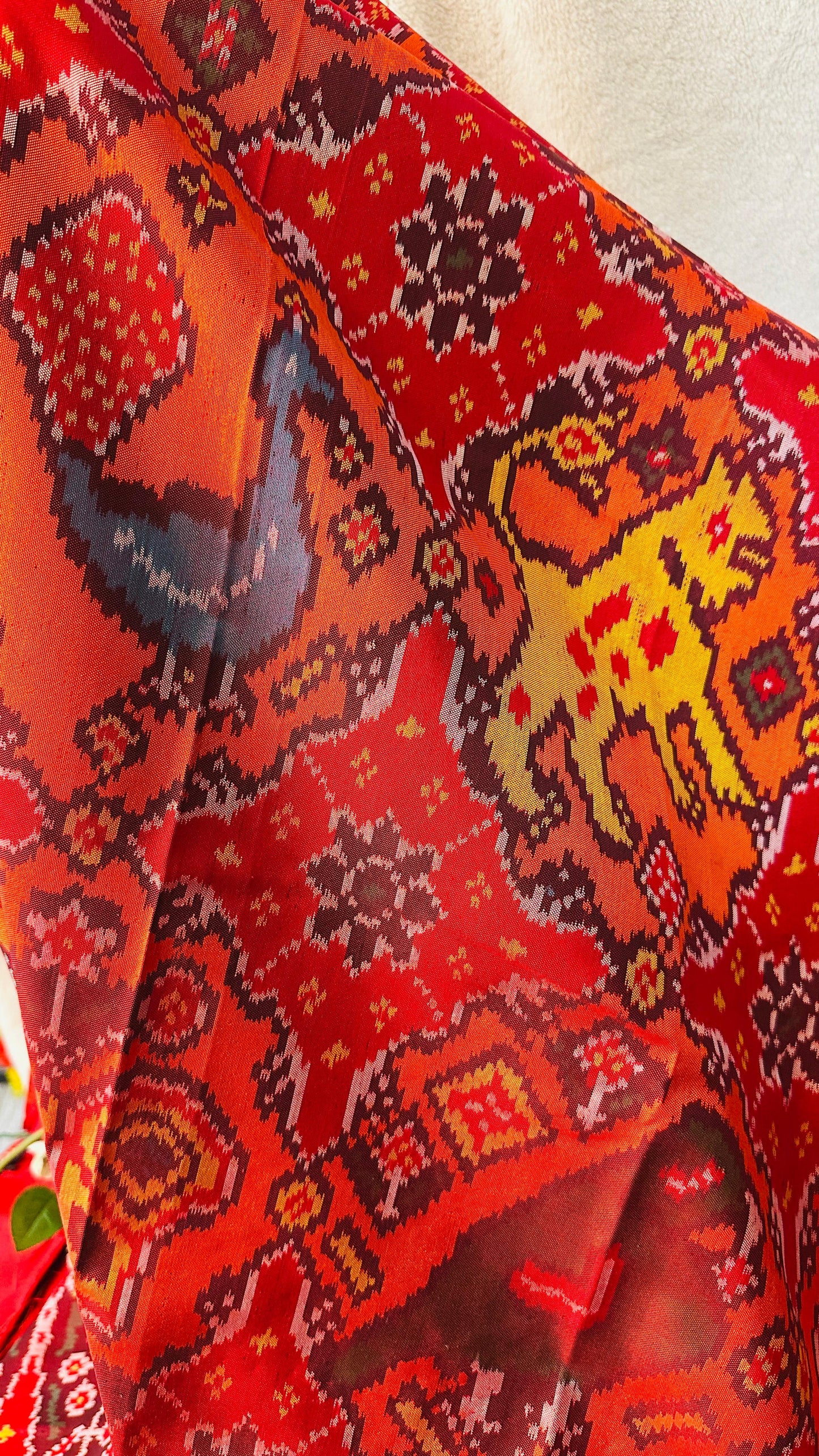 Red with Rangkat pure silk semi double Patan Patola Handloom Saree