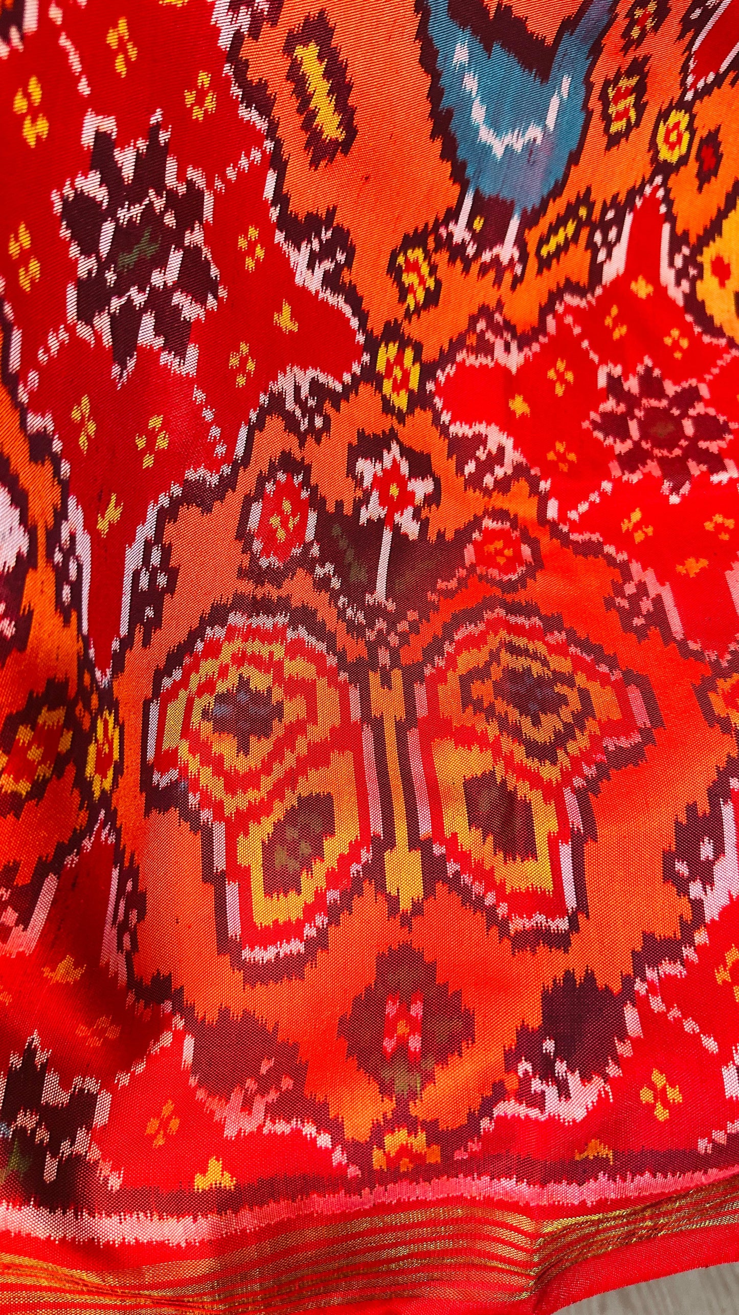 Red with Rangkat pure silk semi double Patan Patola Handloom Saree