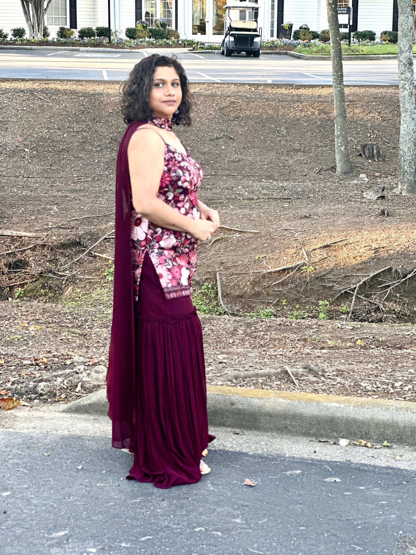 Wine designer Sharara set highlighted with all handwork