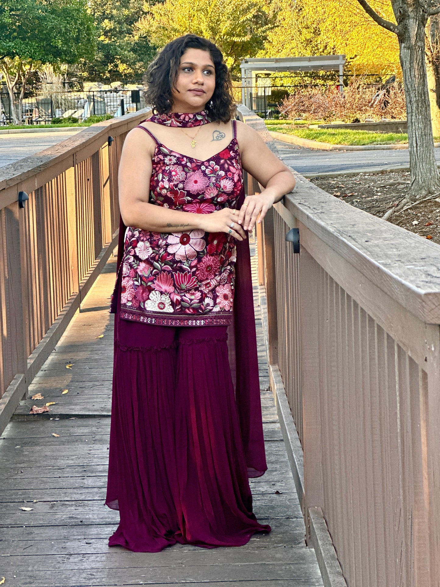 Wine designer Sharara set highlighted with all handwork