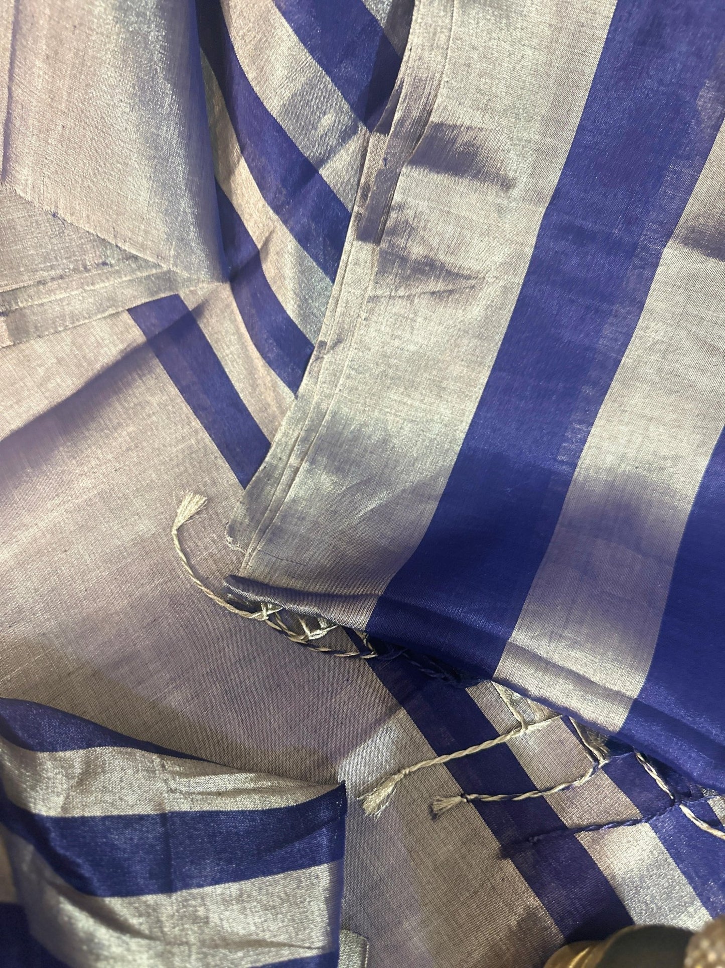 Midnight Blue pure Chanderi Pattu silk handloom Saree - My Store