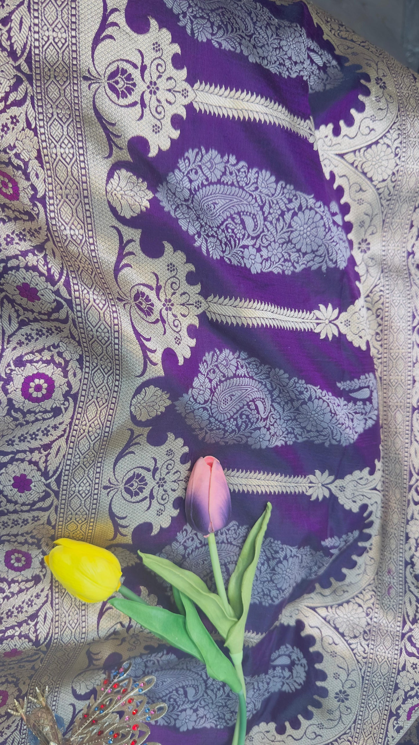 Rani Purple Pure Katan by katan banarasi Handloom silk saree