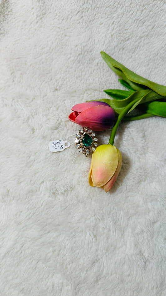 Emerald Green Statement 92.5 silver finger Ring embellished with real Moisonite & CZ  Stone