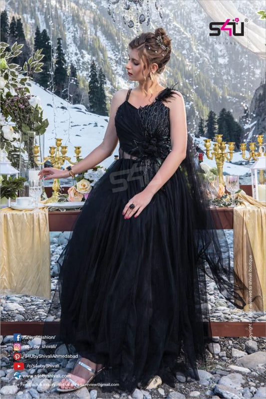 Party Wear Black Gown