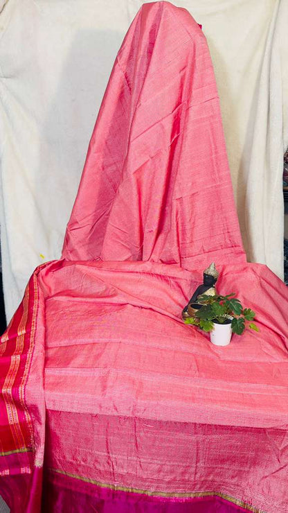 Baby pink pure SICO Ilkal Handloom Saree