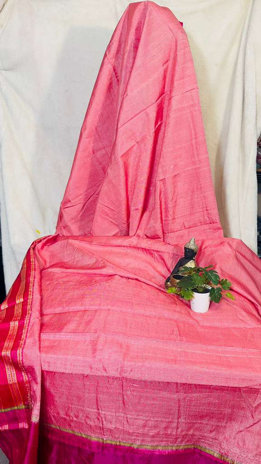Baby pink pure SICO Ilkal Handloom Saree