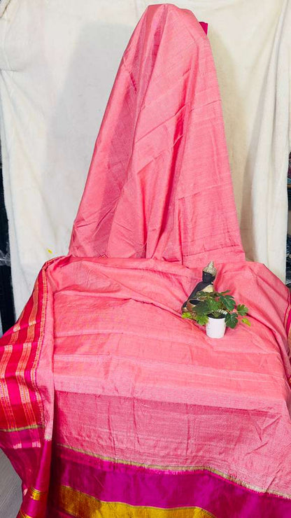 Baby pink pure SICO Ilkal Handloom Saree