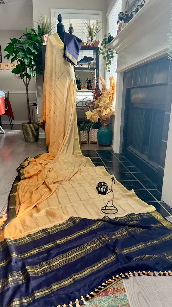 Coffee Mocha 2D Ombré with Jet Black Pallu Pure Mysore Silk Handloom Saree