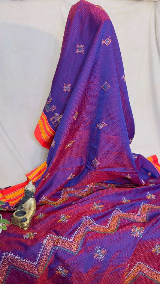 Magenta Pink Pure SICO Khan Handloom Saree