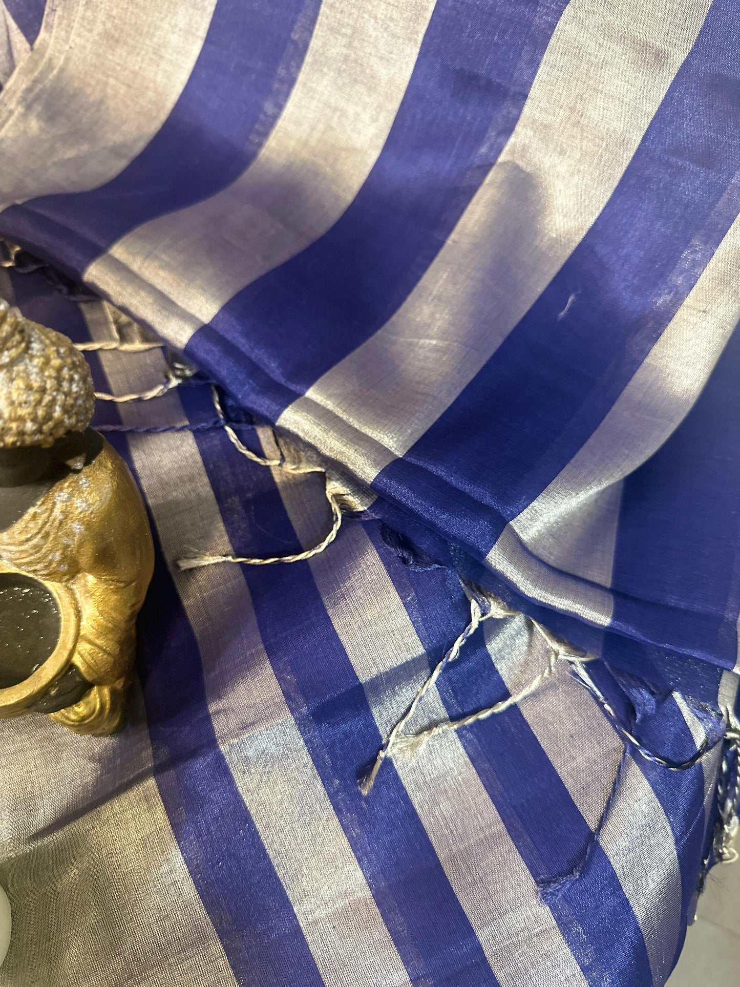 Midnight Blue pure Chanderi Pattu silk handloom Saree