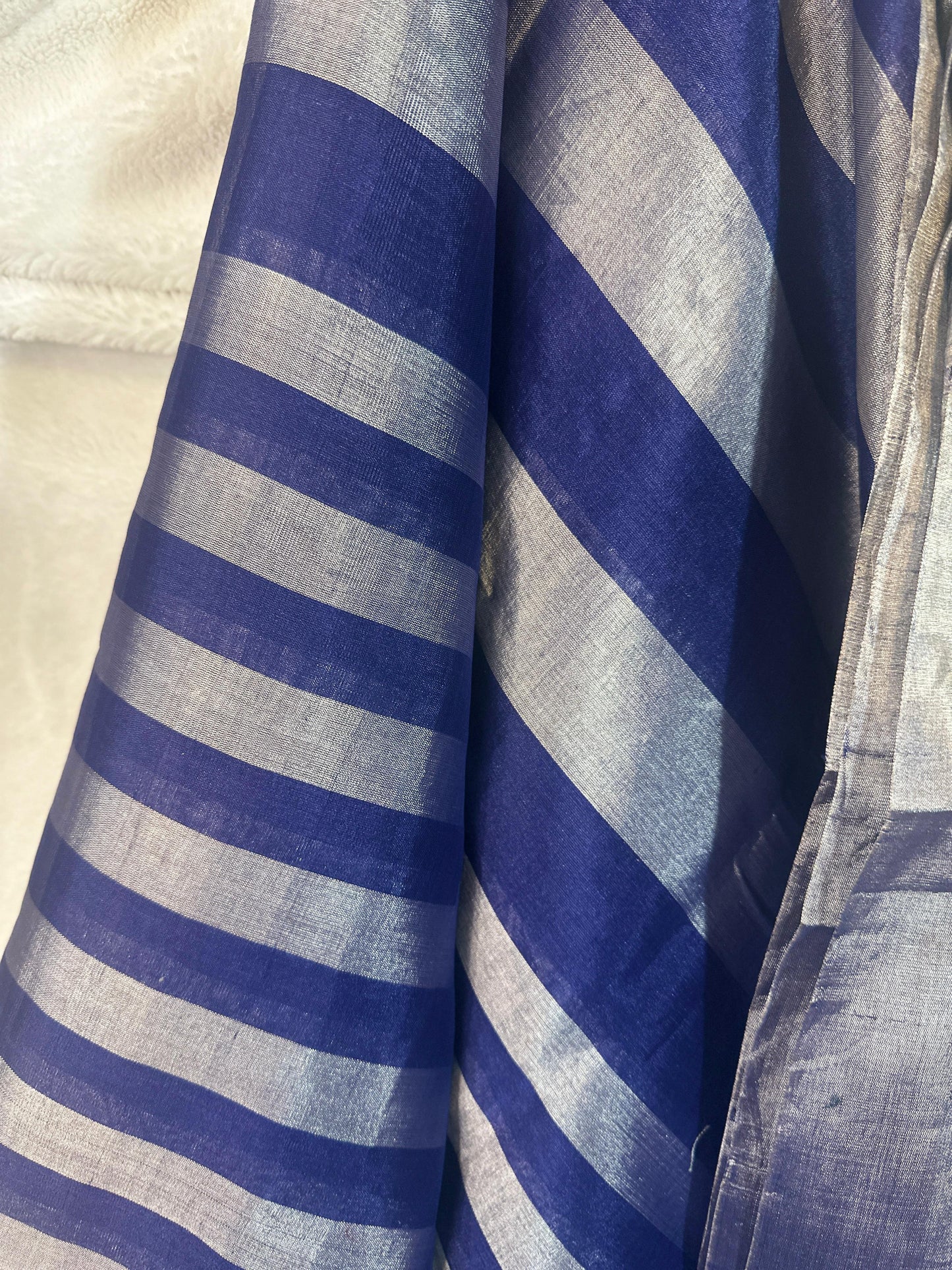 Midnight Blue pure Chanderi Pattu silk handloom Saree