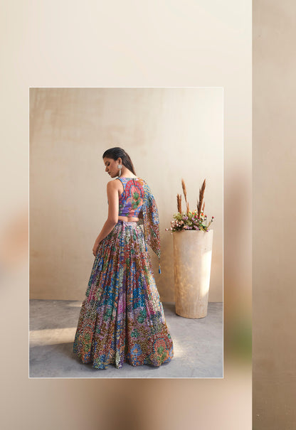 Multicoloured designer Sequins Lehenga  highlighted with all  sequins & Cutdana