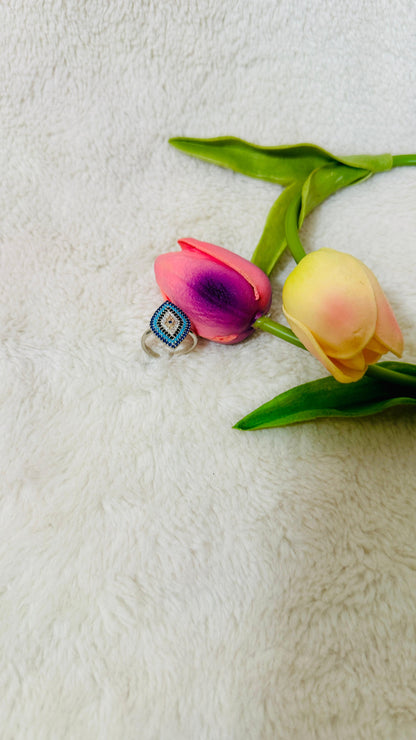 Nano Turquoise Black polish 92.5 silver finger Ring embellished with CZ  Stone