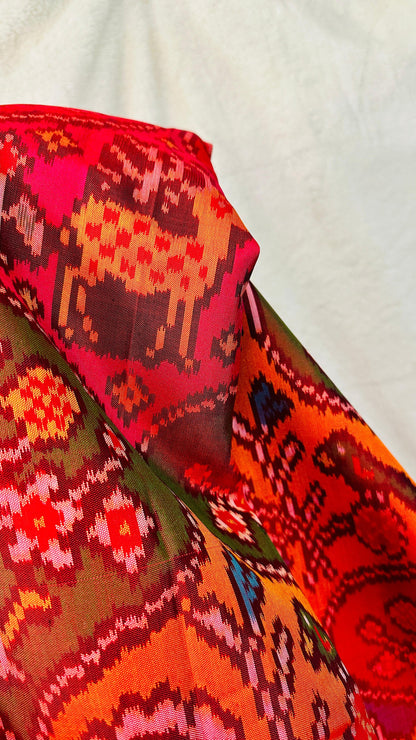 Orange with Rangkat pure silk semi double Patan Patola Handloom Saree