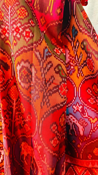 Orange with Rangkat pure silk semi double Patan Patola Handloom Saree