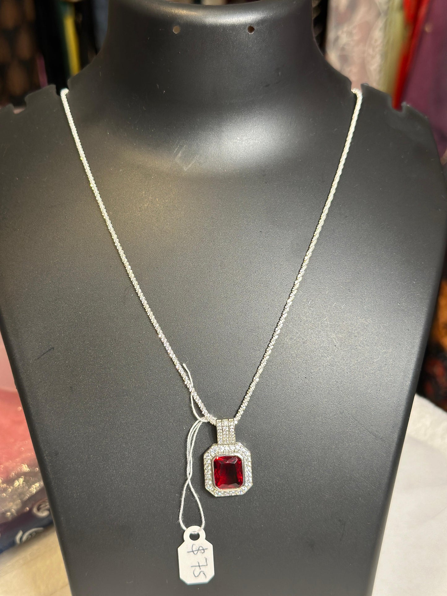 Pure 92.5 Silver Ruby pendant highlighted with CZ