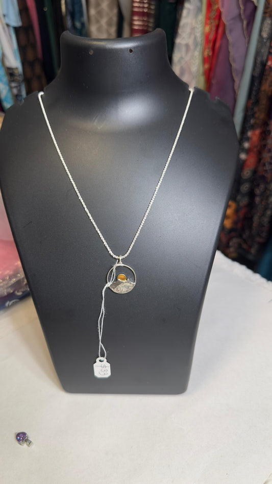 Pure 92.5 Silver dual tone Mountain  Pendant highlighted with Sun
