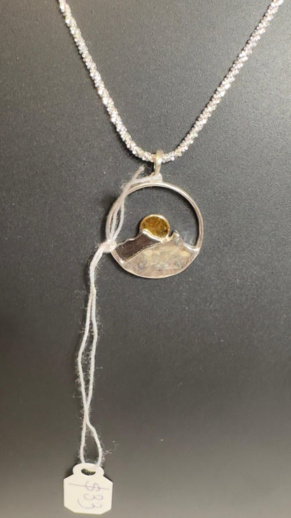 Pure 92.5 Silver dual tone Mountain  Pendant highlighted with Sun