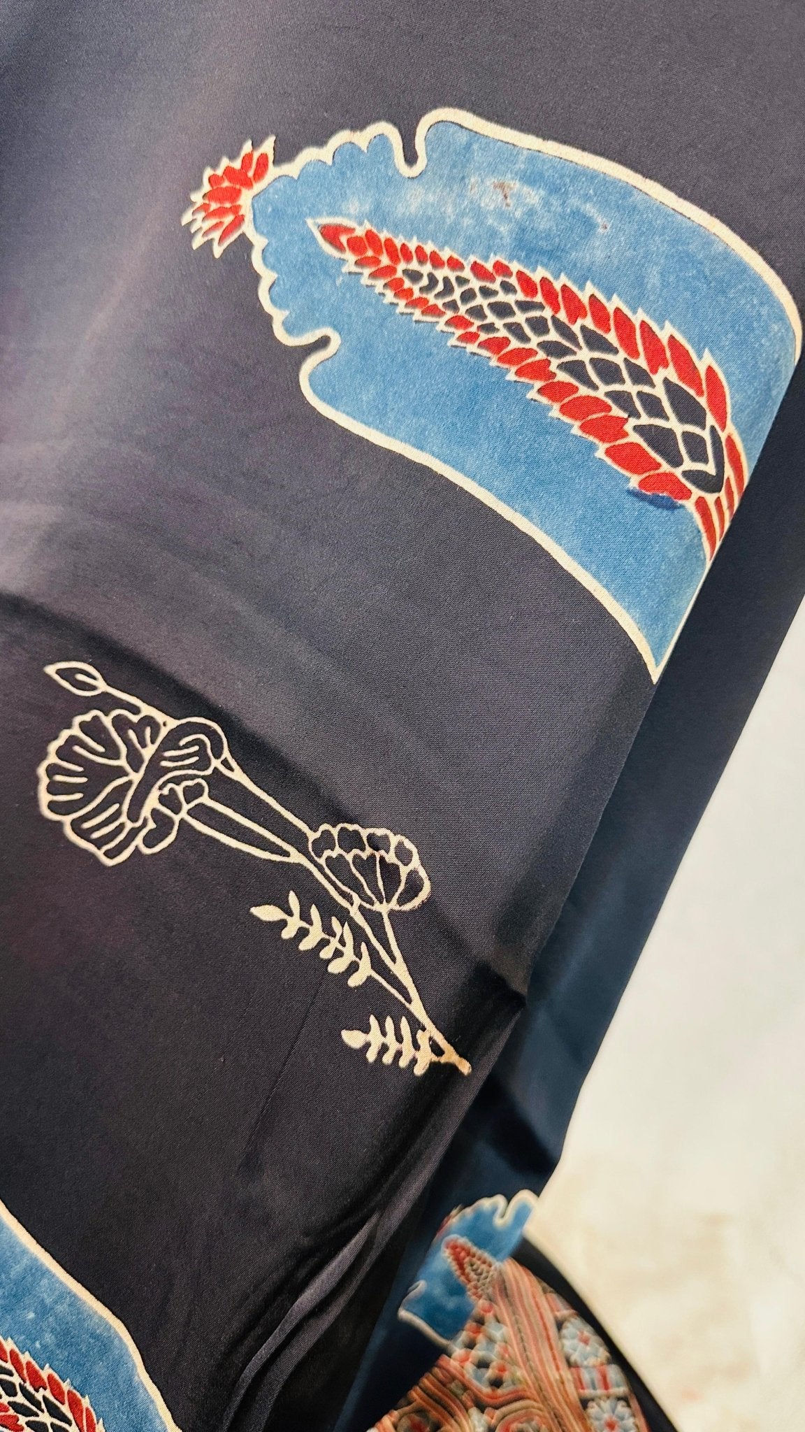 Black*Indigo Rose Ajrakh natural dye Hand block print pure Modal silk saree - My Store