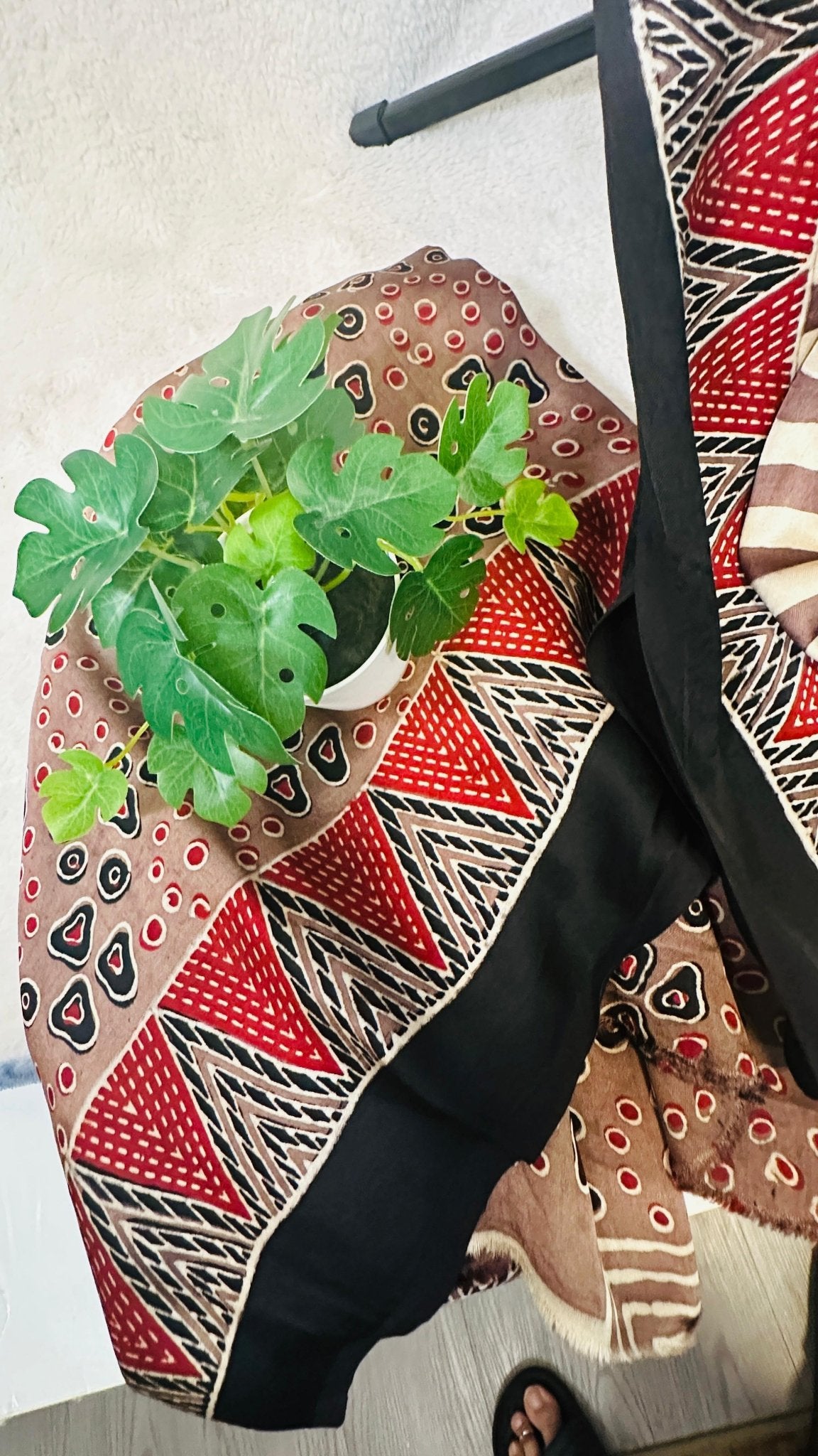 Coffee Mocha Ajrakh natural dye Hand block print pure Modal silk saree - My Store