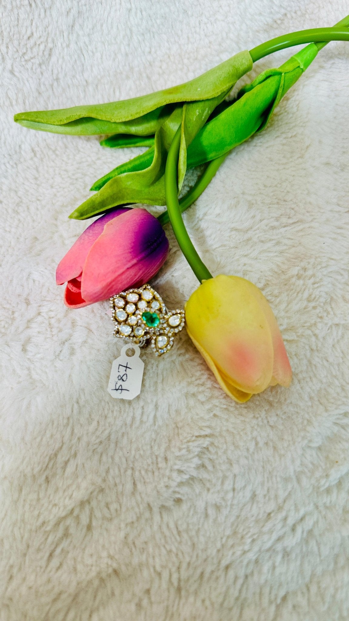 Emerald Green Statement 92.5 silver finger Ring embellished with real Moisonite & CZ Stone - My Store