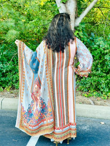 Grey pure Muslin kurta set highlighted with pearl, Cutdana & sequins handwork - My Store