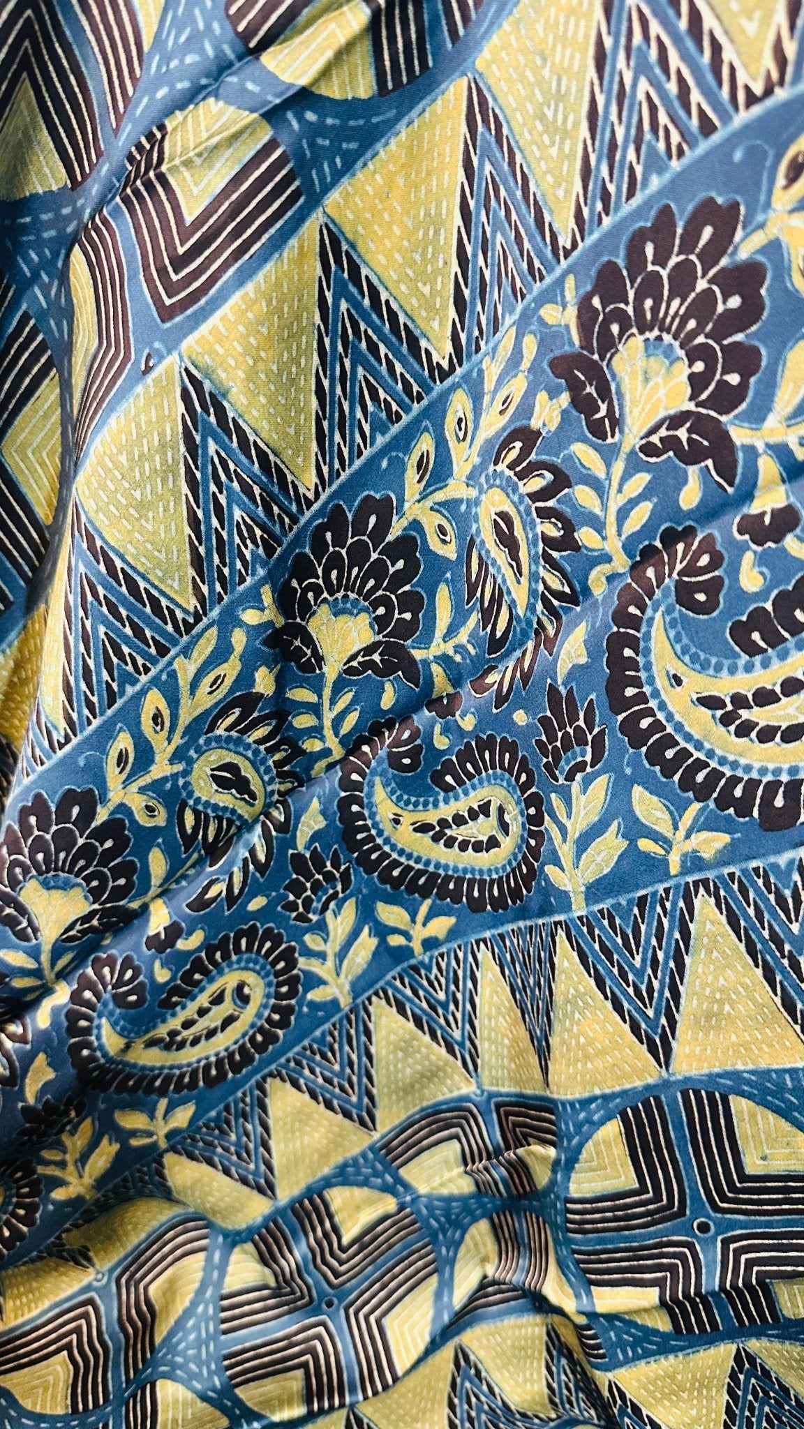 Indigo Ajrakh natural dye Hand block print pure Modal silk saree - My Store