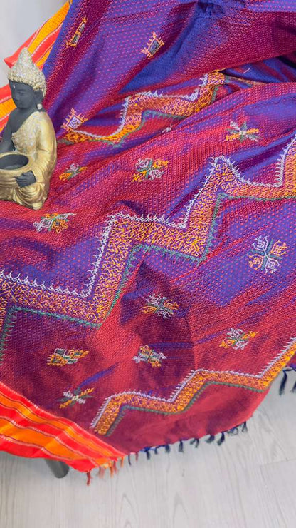 Magenta Pink Pure SICO Khan Handloom Saree - My Store