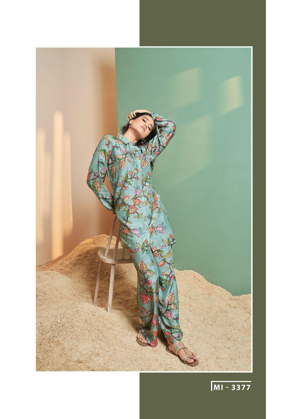 Olive Green hand embroidered Cord - set - My Store