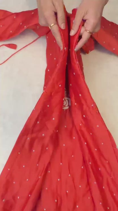 Orange  pure Mul chanderi Mukaish suit highlighted with mukaish & pearl handwork