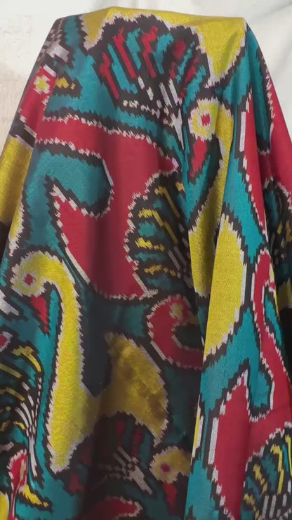Turquoise blue with Swan design weave pure Mulberry silk semi double Patan Patola Handloom Saree
