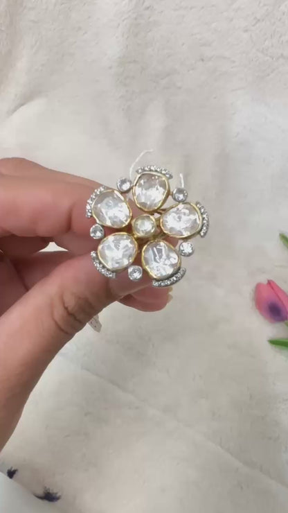 Moisonite Clear Statement 92.5 silver finger Ring embellished with CZ  Stone