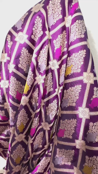 Rani Purple Pure Katan by katan banarasi Handloom silk saree