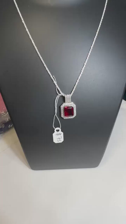 Pure 92.5 Silver Ruby pendant highlighted with CZ