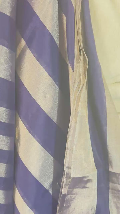 Midnight Blue pure Chanderi Pattu silk handloom Saree